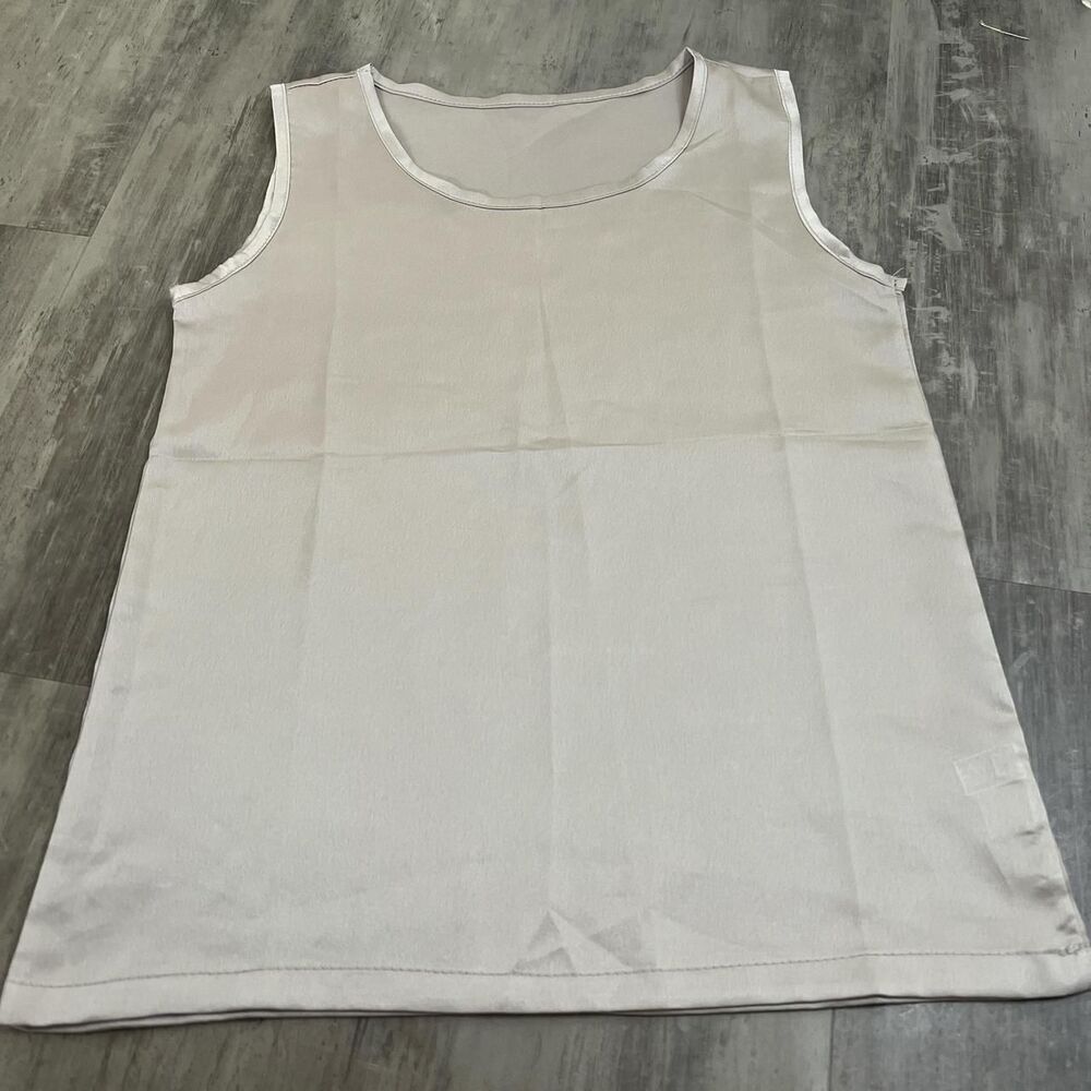 Gray Satin Tank Top Blouse Size Small